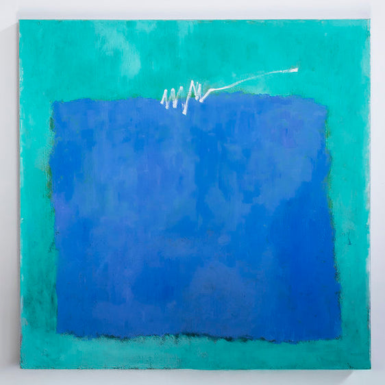 Cuadro óleo sobre lienzo 'Cosiendo el horizonte III' de Belén Conthe 100x100 cm