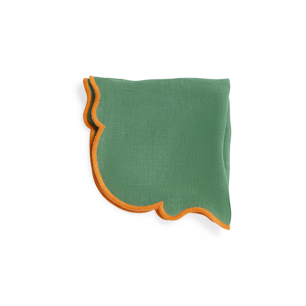 Juego de 2 servilletas onditas verde con festón