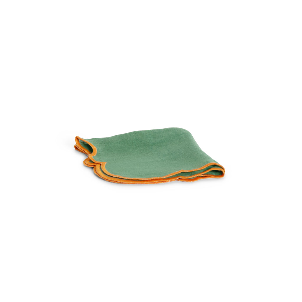 Juego de 2 servilletas onditas verde con festón