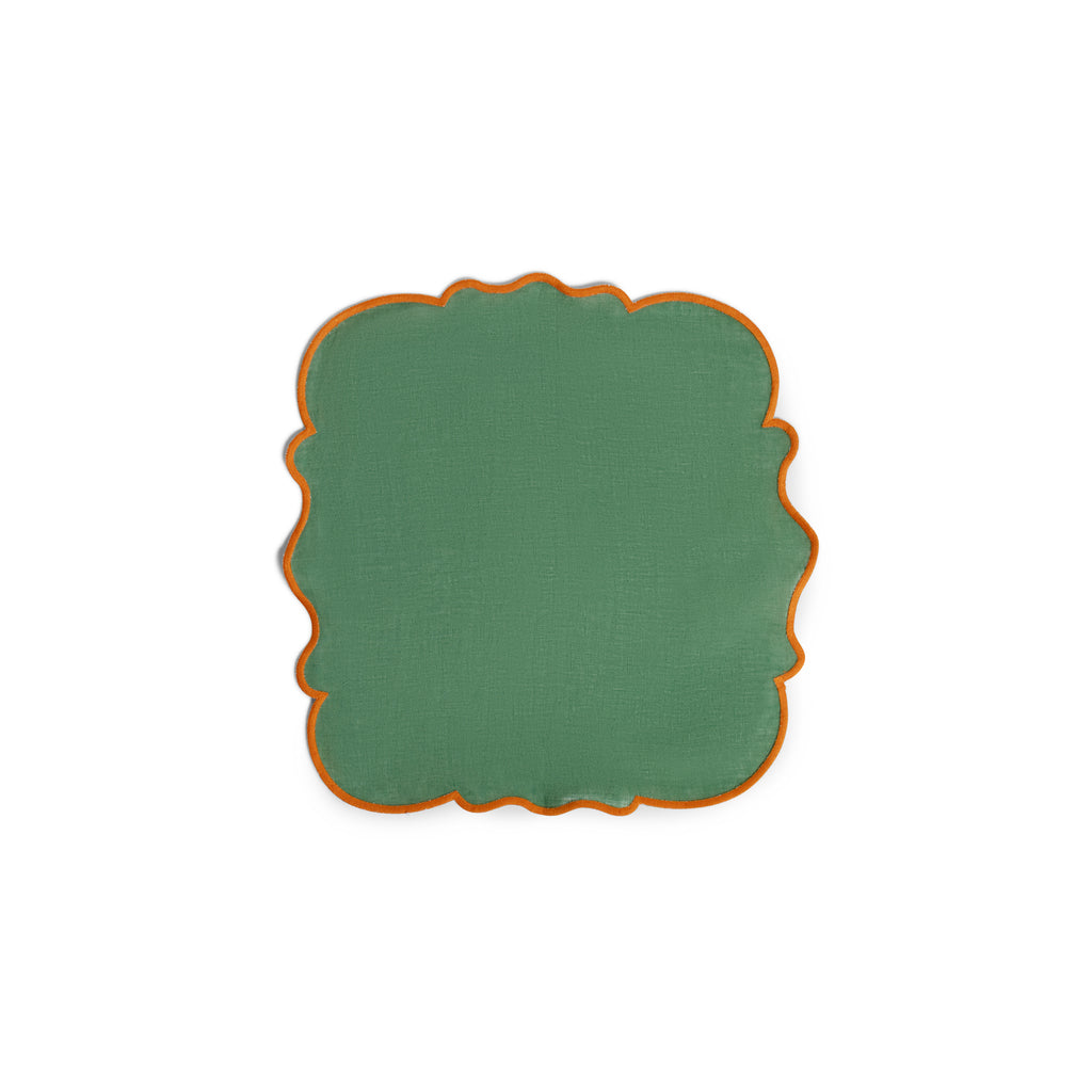 Juego de 2 servilletas onditas verde con festón