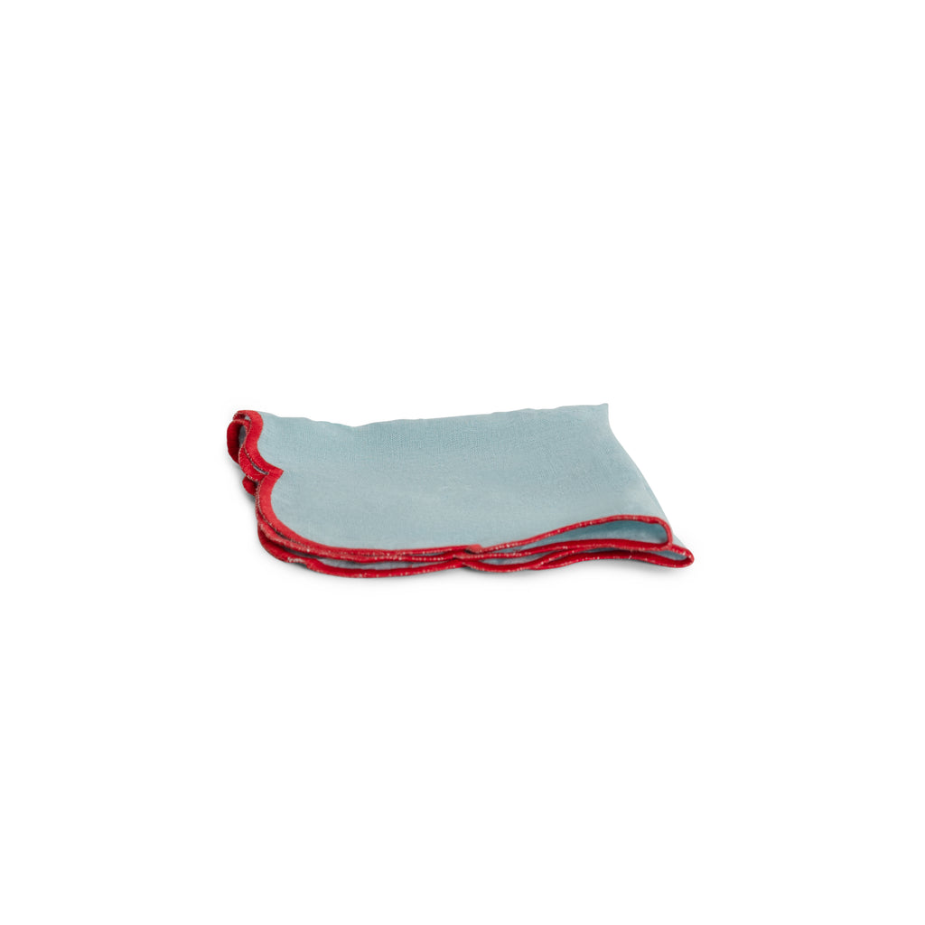 Juego de 2 servilletas onditas azul claro con festón