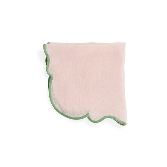 Juego de 2 servilletas onditas rosa con festón