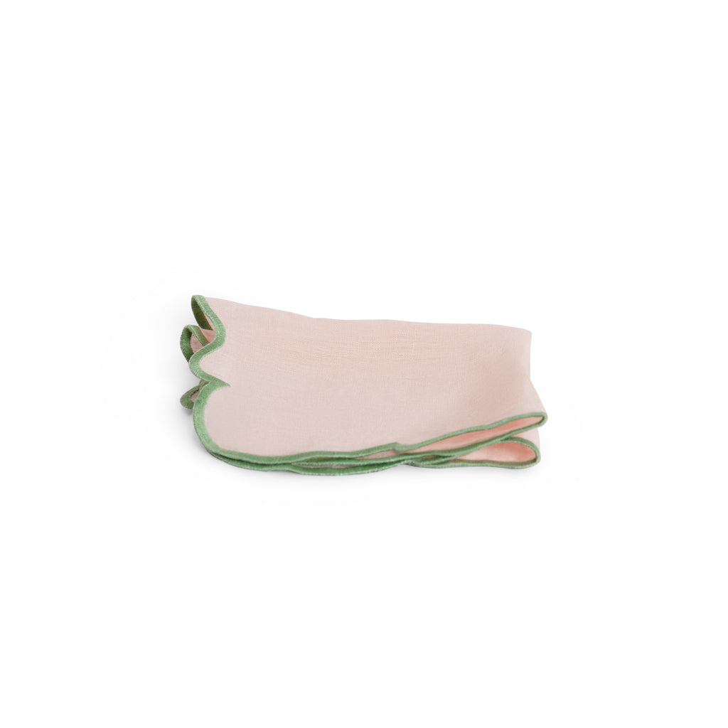 Juego de 2 servilletas onditas rosa con festón