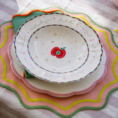 Juego de 2 individuales onditas rosa con festones