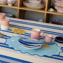 Mantel de rayas azul índigo x Tensira