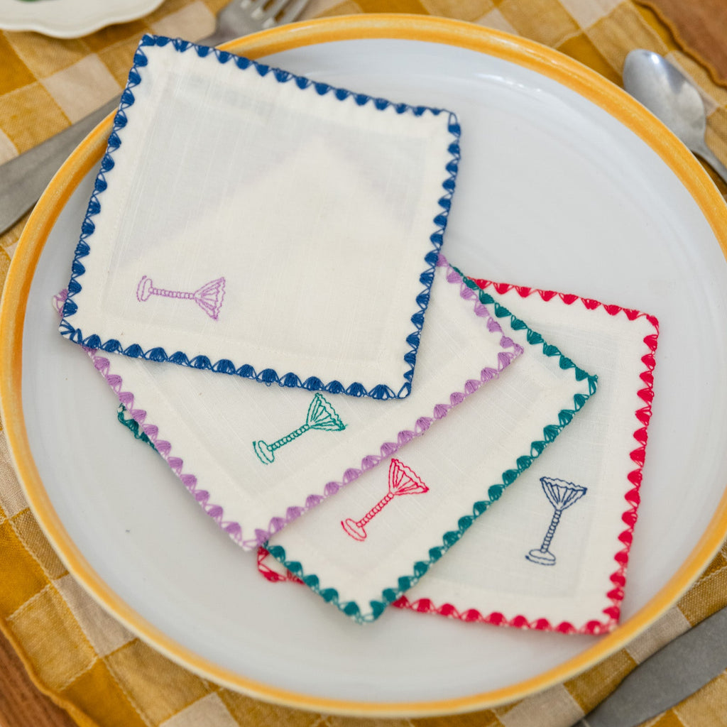Servilletas cóctel 'ZigZag' bordadas