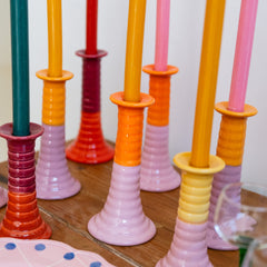 Candelabro 'Marcelo’ rosa claro y naranja