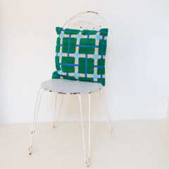 Cojín geometrías bordado verde 40x40