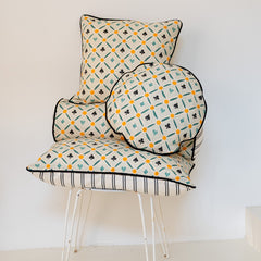 Cojín cuadrado de naipes y rayas verde