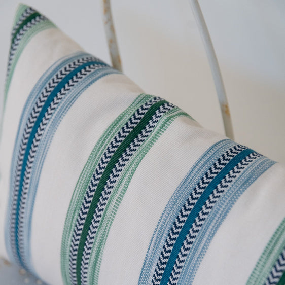 Cojín 'La Siesta' rayas azules y verdes 30x50