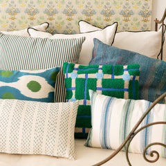 Cojín 'La Siesta' rayas azules y verdes 30x50
