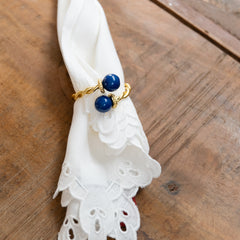 Servilletero bolitas azul marino