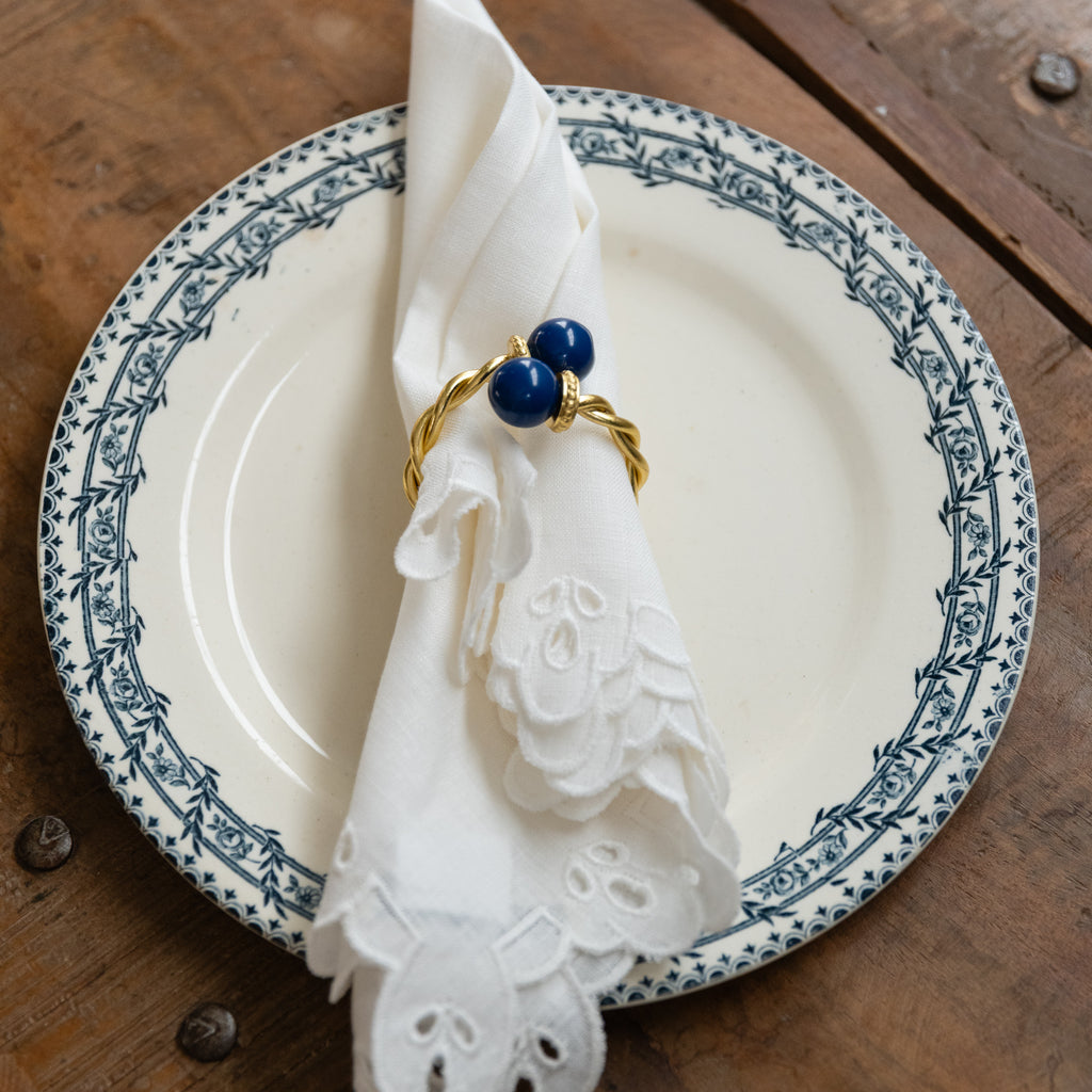 Servilletero bolitas azul marino