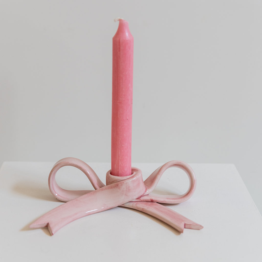 Candelabro lazo rosa claro