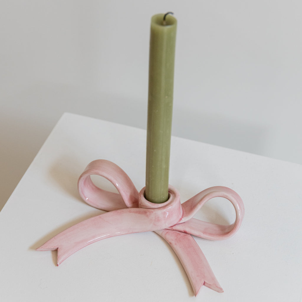 Candelabro lazo rosa claro