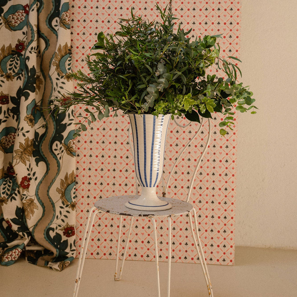 Jarrón 'Holanda' de rayas azules