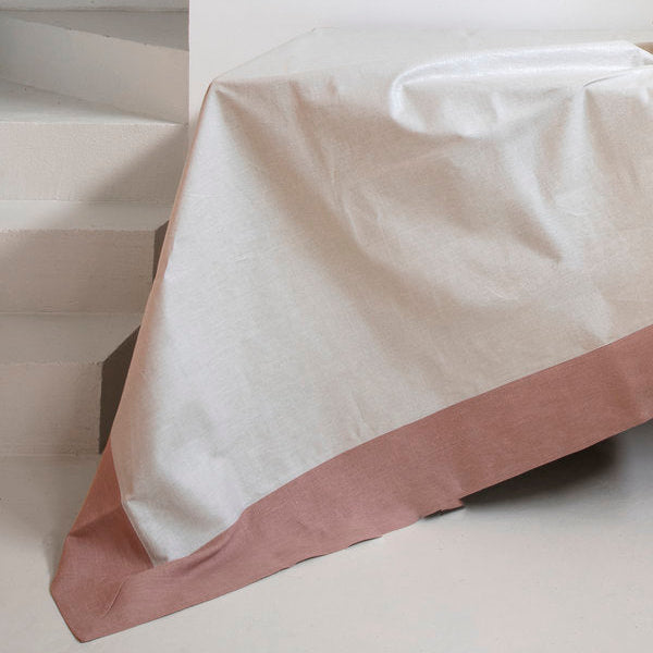 Mantel de lino resinado 'Bauhaus' lino y rosa empolvado