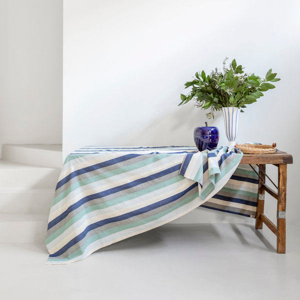 Mantel de rayas turquesa, azul y negro x Tensira
