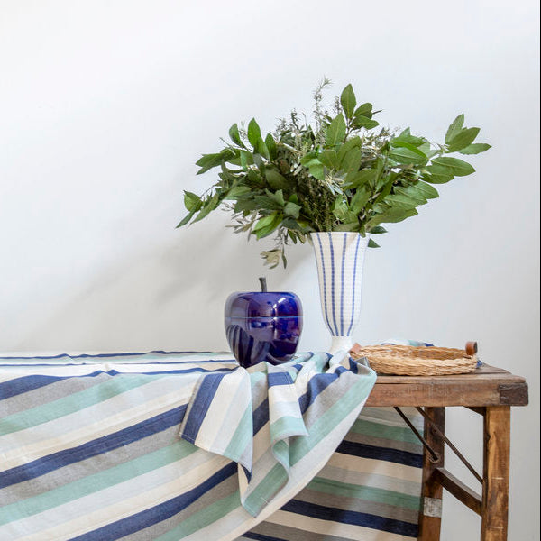 Mantel de rayas turquesa, azul y negro x Tensira