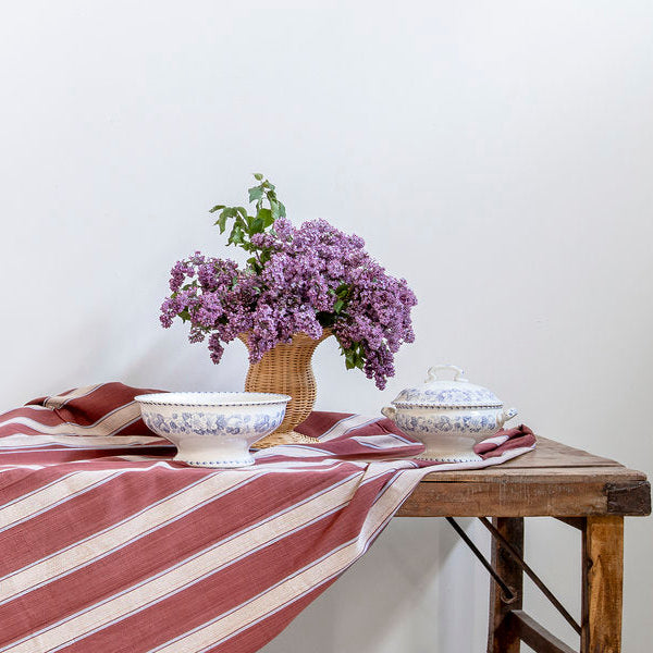 Mantel de rayas teja y azul x Tensira
