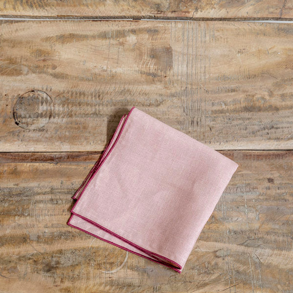 Juego de 2 individuales de lino resinado 'Firenze' rosa empolvado y cereza