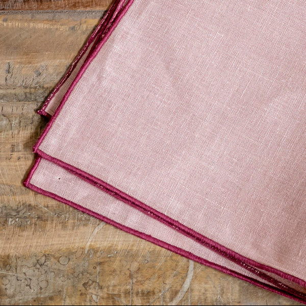 Juego de 2 servilletas 'Filo' rosa empolvado y cereza