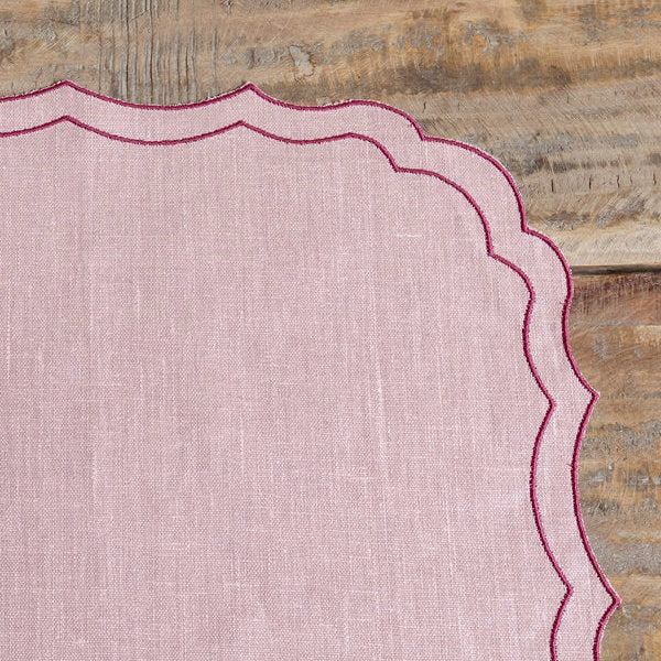 Juego de 2 individuales de lino resinado 'Firenze' rosa empolvado y cereza