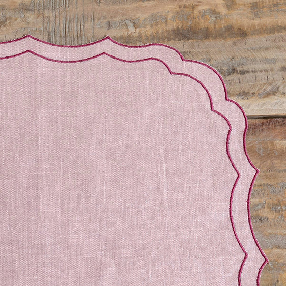 Juego de 2 individuales de lino resinado 'Firenze' rosa empolvado y cereza