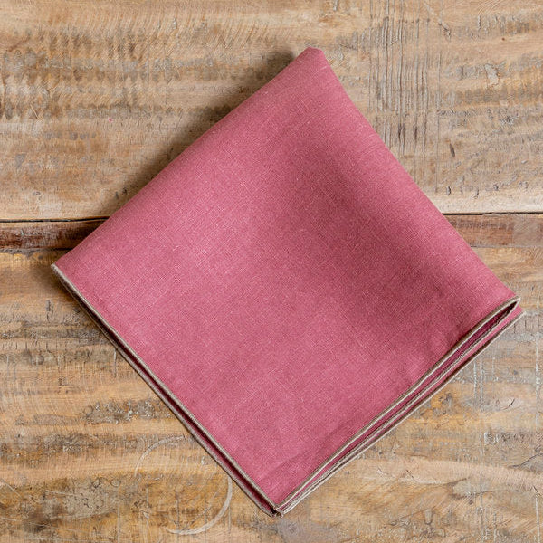 Juego de 2 servilletas de lino 'Filo' rosa antiguo y marrón