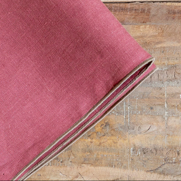 Juego de 2 servilletas de lino 'Filo' rosa antiguo y marrón