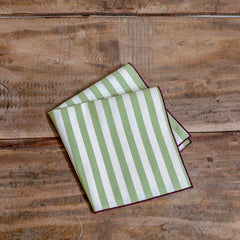 Juego de 2 servilletas 'Lauro' con rayas verdes y cereza