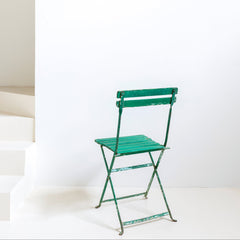 Silla de jardín en hierro patinado verde oscuro