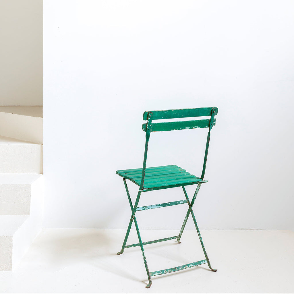 Silla de jardín en hierro patinado verde oscuro
