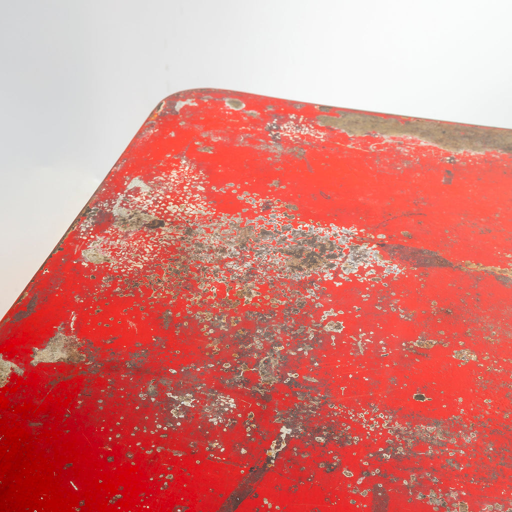Mesa auxiliar rectangular de jardín, plegable en hierro rojo
