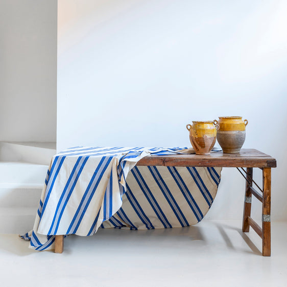 Mantel de rayas azul índigo x Tensira
