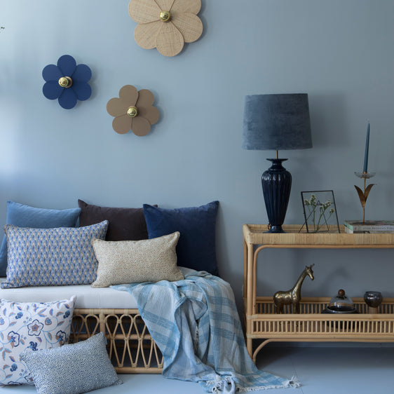 Aplique flor de lino azul (mediano)