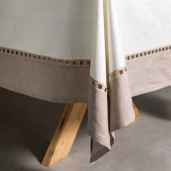 Mantel de lino 'Rivera' blanco y beige
