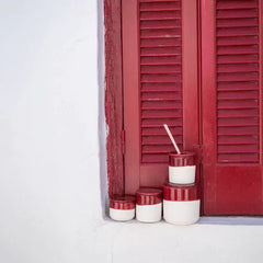 Vela artesanal roja olor a flor de azahar
