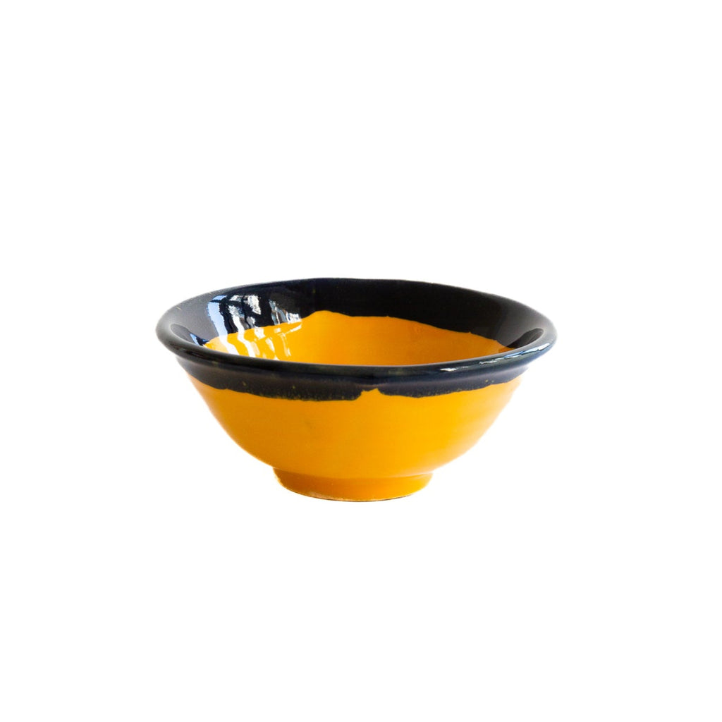 Bol de cerámica artesanal 'Inés' amarillo y azul