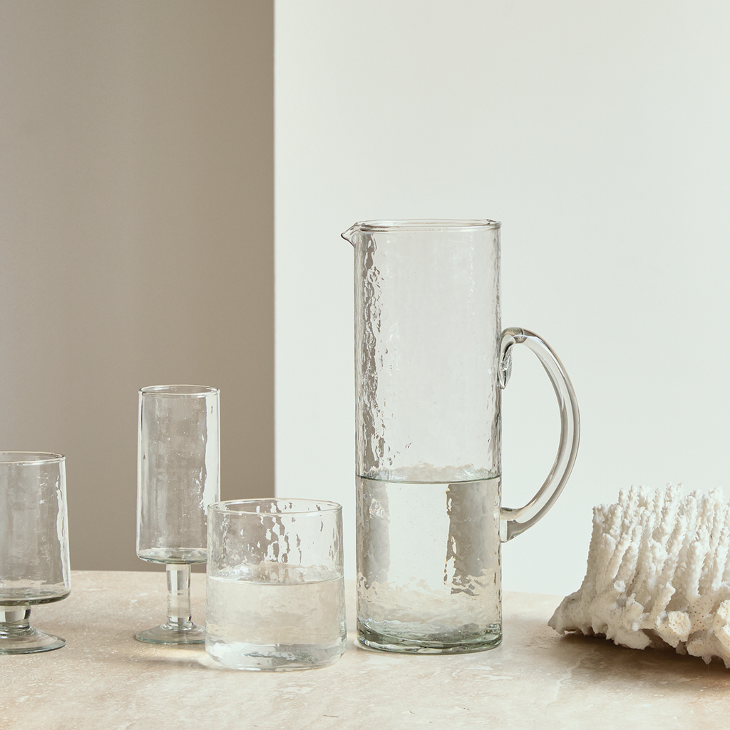 Juego de 4 copas champagne de cristal martillado